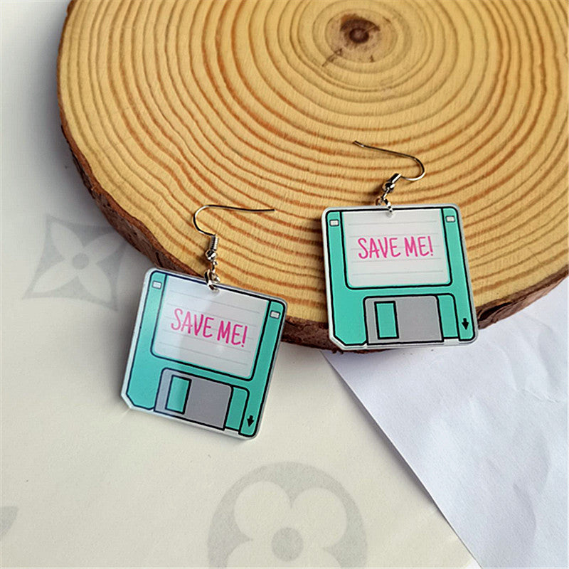 Wholesale Retro Nostalgic Rubik's Cube Game Console Skates Acrylic Earrings